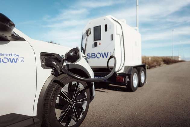 Mobile Speicher- und Schnellladelösung SBOW iFlex beim Laden eines Elektrofahrzeugs