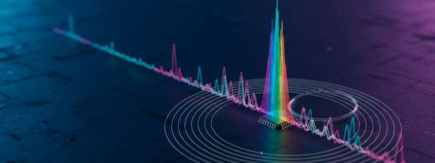 Warum der Vergleich mit dem „Regenbogen“? Wie ein Regenbogen besteht auch ein Mikrokamm aus vielen verschiedenen Lichtfrequenzen. In einem Regenbogen vermischen sich diese Frequenzen. In einem Mikrokamm sind die Frequenzen voneinander getrennt und präzise angeordnet – wie die Zinken eines Kamms. Das vom Mikrokamm in dieser Studie erzeugte Licht ist für das menschliche Auge unsichtbar.