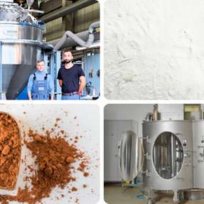amixon-Mischer für Backmittel und Premixes: Enzyme, Emulgatoren, Triebmittel und weitere funktionelle Komponenten werden homogen verteilt. Flüssigstoffe wie Öle oder Lecithine lassen sich fein dosieren und klumpenfrei in das Pulverbett einarbeiten.