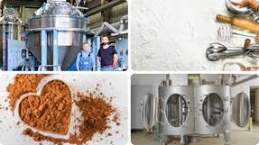 amixon-Mischer für Backmittel und Premixes: Enzyme, Emulgatoren, Triebmittel und weitere funktionelle Komponenten werden homogen verteilt. Flüssigstoffe wie Öle oder Lecithine lassen sich fein dosieren und klumpenfrei in das Pulverbett einarbeiten.