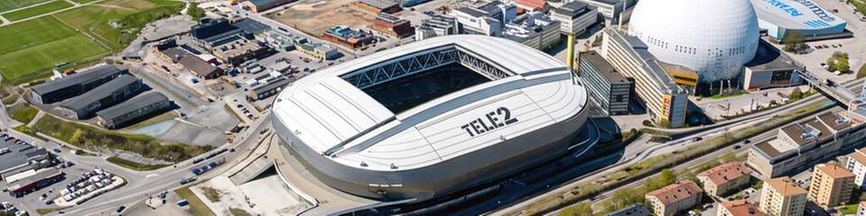 Die Stockholm Globe-Arena (r.) und die Stockholm Arena (l.) gehören zu den Symbolen von Schwedens Hauptstadt Stockholm. Jetzt erhielten die beiden Veranstaltungshallen ein einheitliches SCADA-System auf der Basis von atvise.