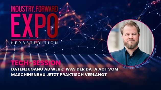 Datenzugang ab Werk: Was der Data Act vom Maschinenbau jetzt praktisch verlangt
Seit dem 12. September 2026 müssen vernetzte Produkte, die neu in Verkehr gebracht werden, so konstruiert sein, dass Nutzer auf die erzeugten Daten zugreifen können. Für Bestandsanlagen gilt das nicht. Dort liegen die Daten längst in der Steuerung, und der Kunde kommt in der Regel auch an sie heran — die offene Frage ist, wer bestimmt, welche. Der Vortrag am 26. Oktober 2026, von 11:15 bis 11:45 Uhr zeigt in einer Live-Demonstration, wie sich einzelne Datenpunkte gezielt freigeben lassen, lesend oder schreibend, ab Werk wie im Feld.

Speaker: Dominik Scharnagl ist seit über 20 Jahren in der Automation und Digitalisierung tätig und seit 2019 Geschäftsführer der Traeger Industry Components. Mit dem Hintergrund als Fachinformatiker und dem Studium der technischen Informatik begleitet er mit seinem agilen Team Unternehmen weltweit digitaler und somit produktiver zu werden. Als Experte für die industrielle Datenverarbeitung berät er alle Kunden persönlich und individuell.