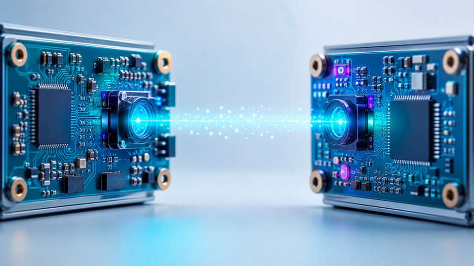 Li-Fi TinySpot ermöglicht die kontaktlose optische Datenübertragung zwischen kompakten Sensor- und Embedded-Systemen.