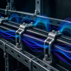 Robuste Kabelklemmen halten Starkstromkabel auch bei den elektromagnetischen Kräften eines Kurzschlusses sicher in Position.