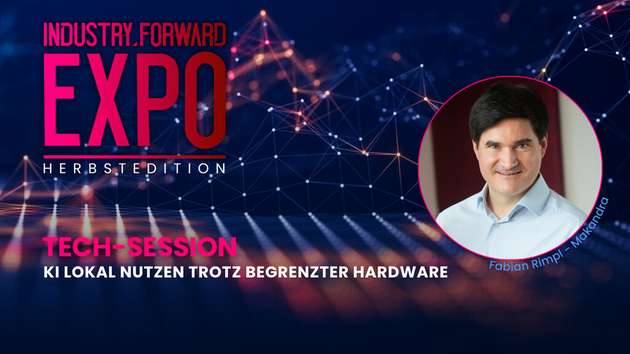 Auf der INDUSTRY.forward EXPO zeigt Fabian Rimpl, Geschäftsführer von Makandra, anhand konkreter Projekte – auch aus regulierten und sicherheitskritischen Umgebungen – wie KI mit begrenzter Hardware funktioniert.