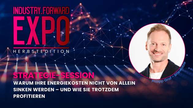 Auf der INDUSTRY.forward EXPO zeigt Philipp Graf, warum hohe Strompreise die Industrie belasten und woran es liegt, dass Industriestrom so teuer bleibt.