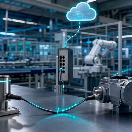 Single Pair Ethernet verbindet Sensoren und Feldgeräte durchgängig mit übergeordneten Netzwerken und der Cloud – bei reduziertem Verkabelungsaufwand.