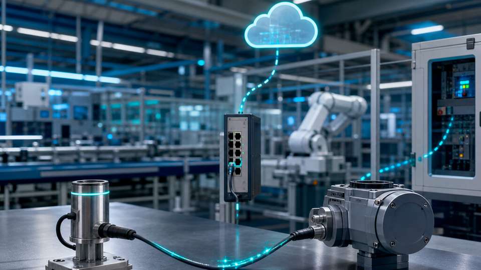 Single Pair Ethernet verbindet Sensoren und Feldgeräte durchgängig mit übergeordneten Netzwerken und der Cloud – bei reduziertem Verkabelungsaufwand.