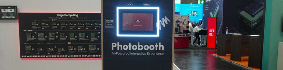 Das AI Photobooth von Seco, ICS und Clea demonstriert auf der Electronica 2026 die Möglichkeiten von Edge AI und interaktiven Anwendungen.