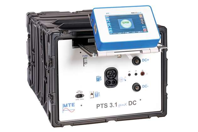 Auf der begleitenden Fachmesse präsentiert EMH variable Prüfsysteme für die E-Mobilität, darunter das tragbare Testsystem PTS 3.1 genX DC. Es ist ausgelegt auf die eichrechtskonforme Prüfung von DC-Ladesäulen mit Leistungen bis zu 600 kW.