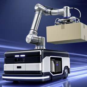 Robot-to-Goods-Prozesse ermöglichen eine autonome Kommissionierung, für die keine zentrale Druckluftanlage erforderlich ist. Die Vakuum-Pumpe GSP ist dabei besonders platzsparend, leicht und energieeffizient, wodurch sich die Batterielaufzeit erhöht.