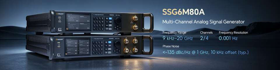 Siglent erweitert sein HF-Messtechnikportfolio um den SSG6089A bis 67 GHz und die SSG6M80A-Serie für phasenkohärente Mehrkanal-Signale bis 20 GHz.