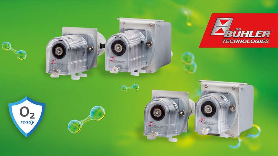 Speziell gereinigte peristaltische Pumpen fördern und dosieren Sauerstoff in anspruchsvollen Anwendungen der Wasserstoffwirtschaft und Gasanalysentechnik.