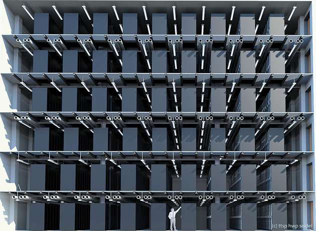 Kompakte Bauweise: Der würfelförmige und kompakte Aufbau des Cube-Rechenzentrums ermöglicht eine hocheffiziente Kühlung.