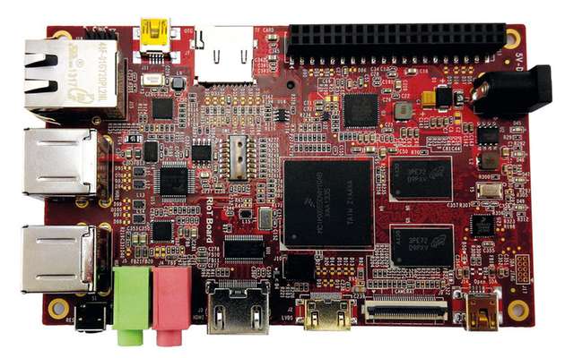 Plattform RIoTboard (Revolutionizing the Internet of Things), entstanden in Kooperation von Freescale und Farnell Element14