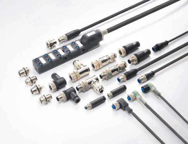 Das M8/M12-Steckverbindersystem umfasst M8- und M12-Stecker, assemblierte Kabel,
I/O-Module sowie für hohe Datenraten ausgelegte X-kodierte Verbinder.