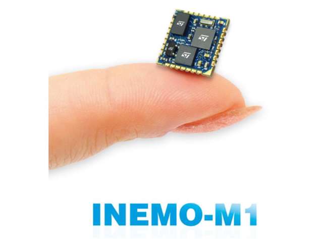 Abbildung 1: Das Inemo-M1 ist ein 9-Achsen-Bewegungssensor-System-on-Board (SoB), das einen 6-achsigen digitalen Erdmagnetfeld-Sensor, ein digitales 3-Achsen-Gyroskop mit einem ARM-Cortex-M3-32-Bit-MCU verbindet. 