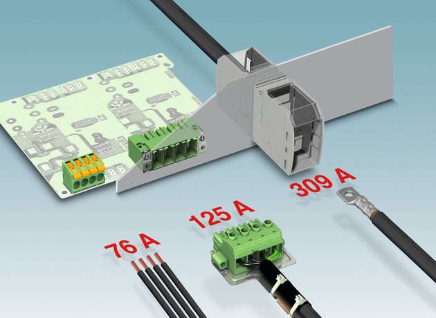 Abbildung 1: Leiterplattenklemmen, Steckverbinder, Durchführungsklemmen – weil es keine Universallösung zur Übertragung hoher Leistungen auf die Leiterplatte gibt, ist hier Flexibilität gefragt.