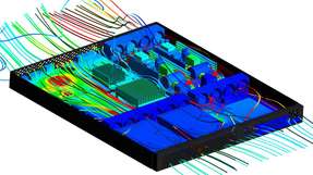 Simulation einer elektronischen Baugruppe mit Lüfter-Kühlung (Berechung mit ANSYS-Icepak)