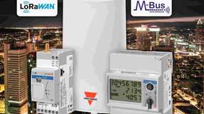 Das LoRa-basierte Gateway UWP-A (links im Bild) und die Energiezähler-Version EM24-W1 für kabellose wM-Bus-Kommunikation (rechts im Bild) ermöglichen die Übertragung von Energiedaten über drahtlose private und öffentliche Netzwerke.