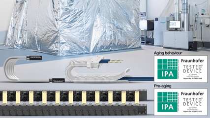 E6, E-skin flat, E-skin soft und Easy chain E14 beweisen ihre Tauglichkeit für den Trockenreinraum im Langzeittest des Fraunhofer IPA.
