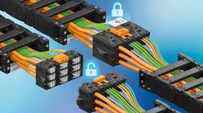 Das RFID-Schloss verhindert unautorisierte Zugriffe auf Energieketten-Anschlüsse.