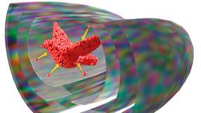 Ultraschall bildet ein Schallfeld in dem Partikel zu einem Objekt geformt werden.