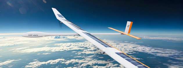Die Hochfliegende unbemannte Plattform HAP-alpha soll später in der Lage sein, in die untere Stratosphäre (etwa 20 km Höhe) aufzusteigen.