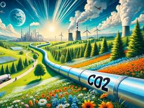 Fraunhofer ISI und Fraunhofer SCAI visualisieren ein zukünftiges CO2-Pipelinenetz in Deutschland. Das Bild zeigt die simulierten Transportwege, Standorte und physikalischen Parameter des Netzes.