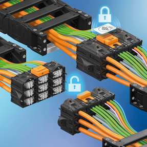 Das RFID-Schloss verhindert unautorisierte Zugriffe auf Energieketten-Anschlüsse.