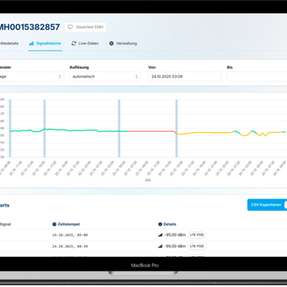Ein Netzwerkmanagementsystem mit der Signaldaten-Historie eines Smart-Meter-Gateways inklusive LTE-Signalverlauf in Echtzeit und Messwerten.