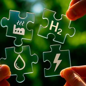 Die Versuchsanlage „LA-SeVe” in Zittau ist eine Kombination aus PEM-Elektrolyseur und Wärmepumpe. Sie dient der Nutzung von Abwärme und Sauerstoff und ist ein Beitrag zur Sektorenkopplung.